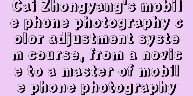 Cai Zhongyang's mobile phone photography color adjustment system course, from a novice to a master of mobile phone photography