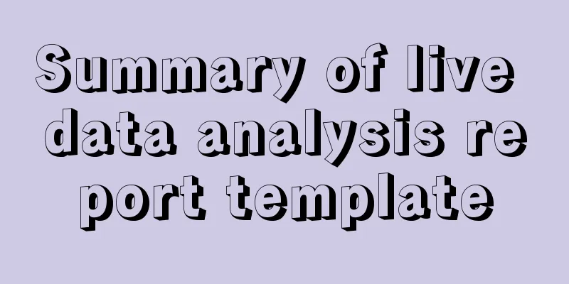 Summary of live data analysis report template