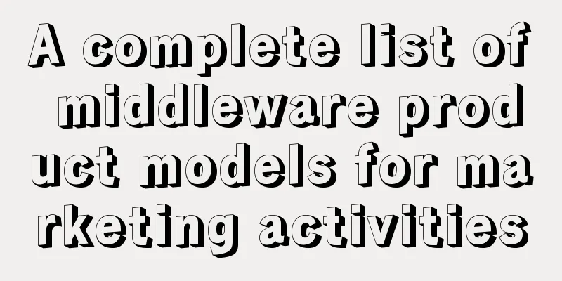 A complete list of middleware product models for marketing activities