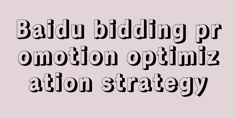 Baidu bidding promotion optimization strategy