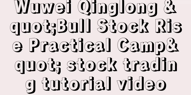 Wuwei Qinglong "Bull Stock Rise Practical Camp" stock trading tutorial video