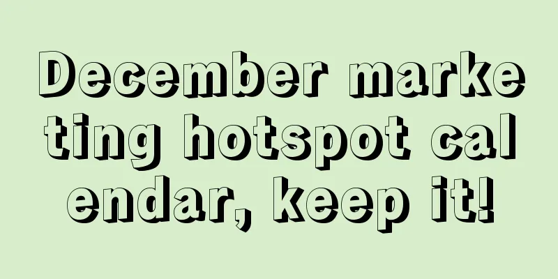 December marketing hotspot calendar, keep it!