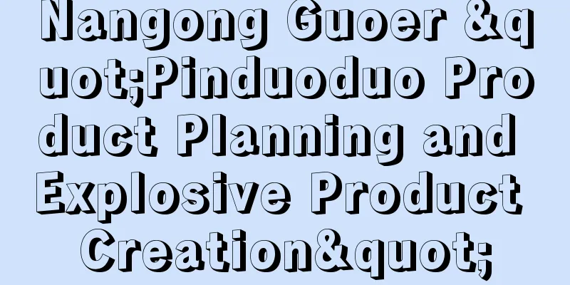 Nangong Guoer "Pinduoduo Product Planning and Explosive Product Creation"