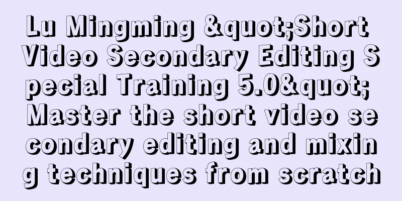 Lu Mingming "Short Video Secondary Editing Special Training 5.0" Master the short video secondary editing and mixing techniques from scratch