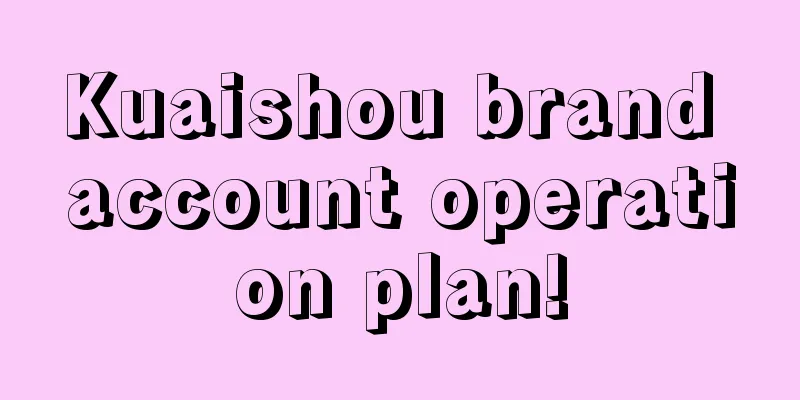 Kuaishou brand account operation plan!