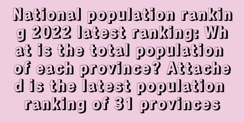 National population ranking 2022 latest ranking: What is the total population of each province? Attached is the latest population ranking of 31 provinces