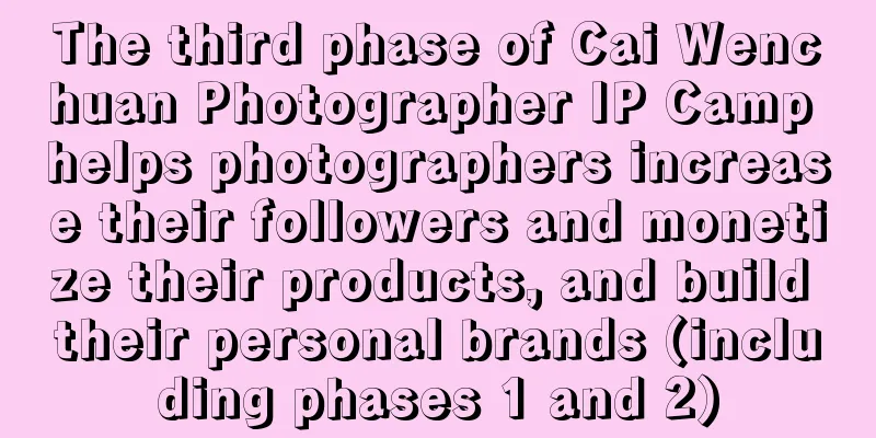 The third phase of Cai Wenchuan Photographer IP Camp helps photographers increase their followers and monetize their products, and build their personal brands (including phases 1 and 2)