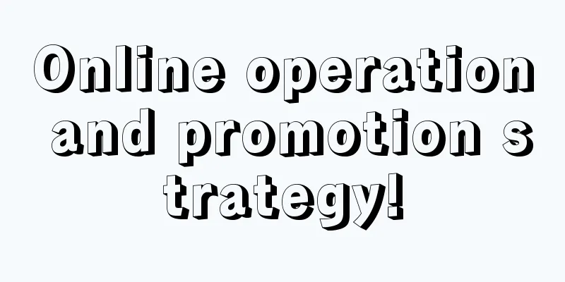 Online operation and promotion strategy!