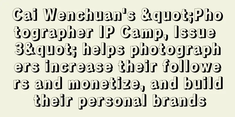 Cai Wenchuan's "Photographer IP Camp, Issue 3" helps photographers increase their followers and monetize, and build their personal brands