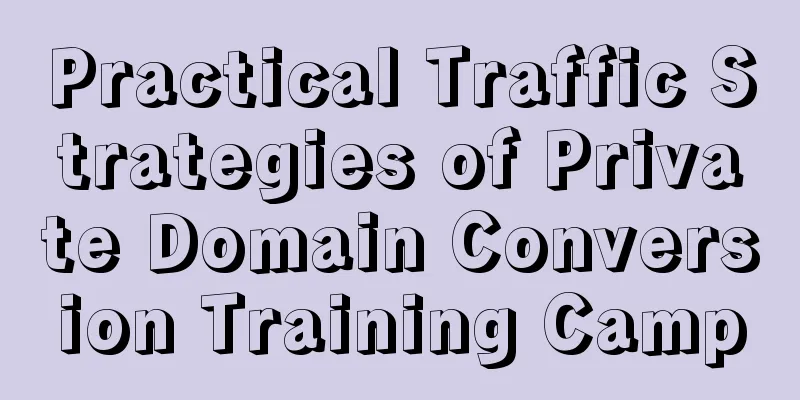 Practical Traffic Strategies of Private Domain Conversion Training Camp