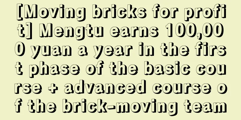 [Moving bricks for profit] Mengtu earns 100,000 yuan a year in the first phase of the basic course + advanced course of the brick-moving team