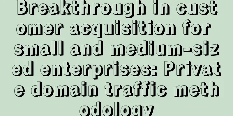 Breakthrough in customer acquisition for small and medium-sized enterprises: Private domain traffic methodology