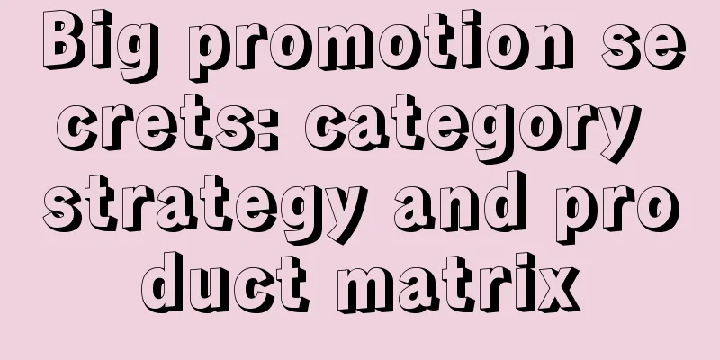 Big promotion secrets: category strategy and product matrix