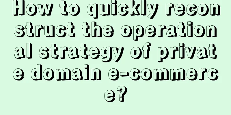 How to quickly reconstruct the operational strategy of private domain e-commerce?