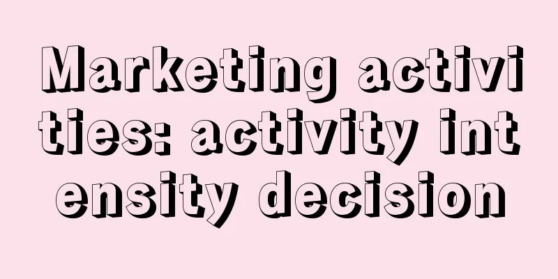 Marketing activities: activity intensity decision