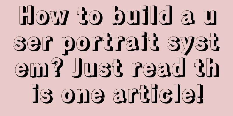 How to build a user portrait system? Just read this one article!