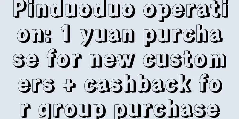 Pinduoduo operation: 1 yuan purchase for new customers + cashback for group purchase