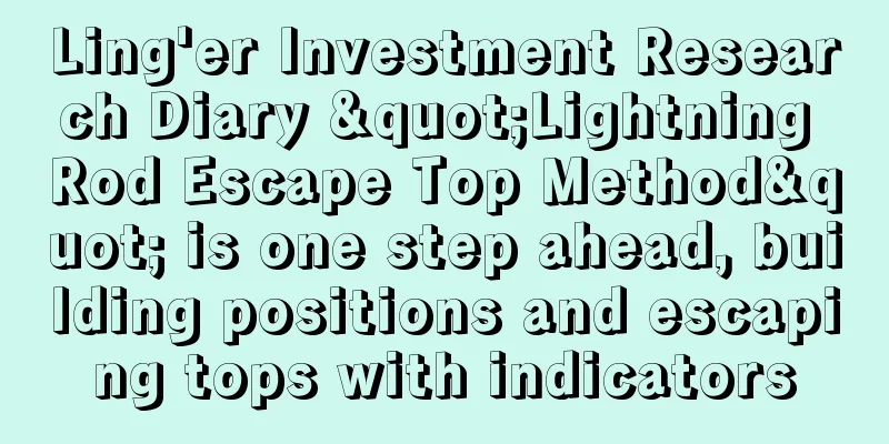 Ling'er Investment Research Diary "Lightning Rod Escape Top Method" is one step ahead, building positions and escaping tops with indicators