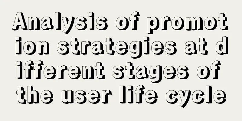 Analysis of promotion strategies at different stages of the user life cycle