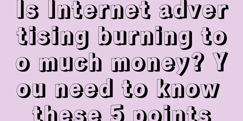 Is Internet advertising burning too much money? You need to know these 5 points