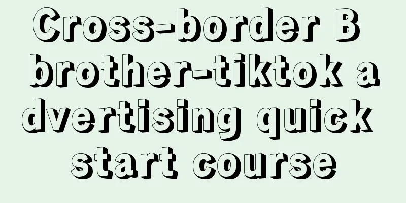 Cross-border B brother-tiktok advertising quick start course