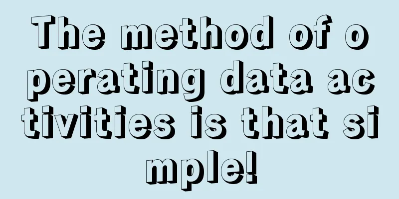 The method of operating data activities is that simple!