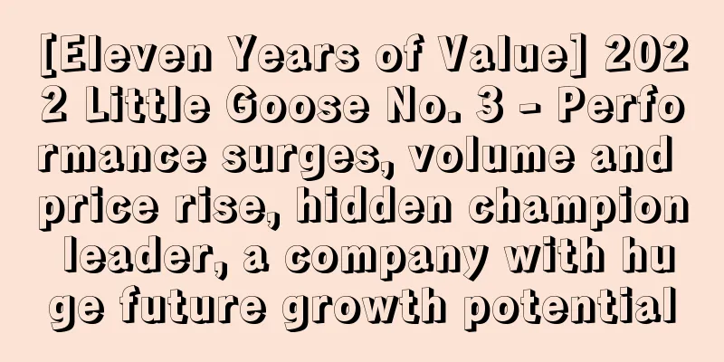 [Eleven Years of Value] 2022 Little Goose No. 3 - Performance surges, volume and price rise, hidden champion leader, a company with huge future growth potential