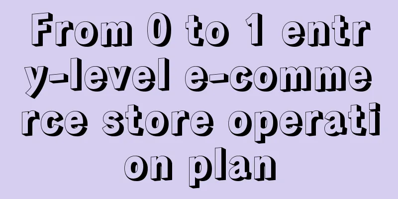 From 0 to 1 entry-level e-commerce store operation plan