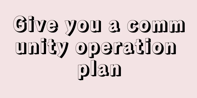 Give you a community operation plan