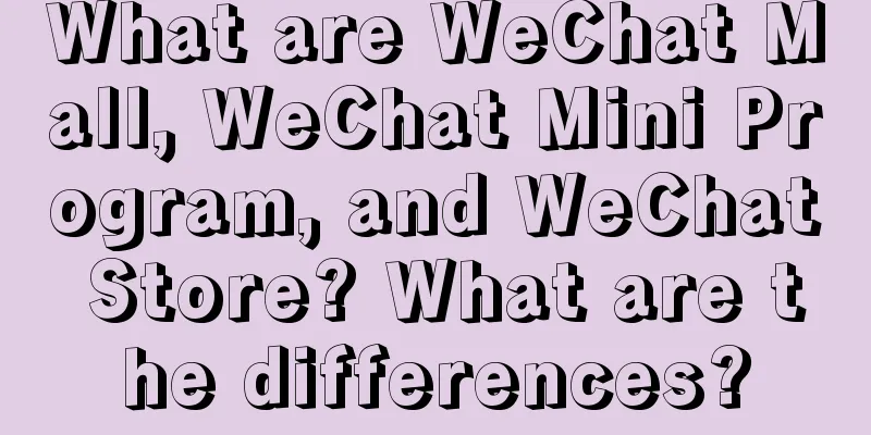 What are WeChat Mall, WeChat Mini Program, and WeChat Store? What are the differences?