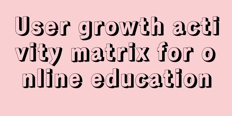 User growth activity matrix for online education