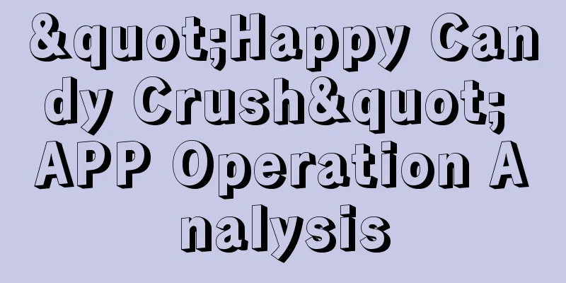 "Happy Candy Crush" APP Operation Analysis