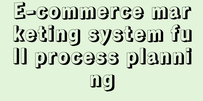 E-commerce marketing system full process planning