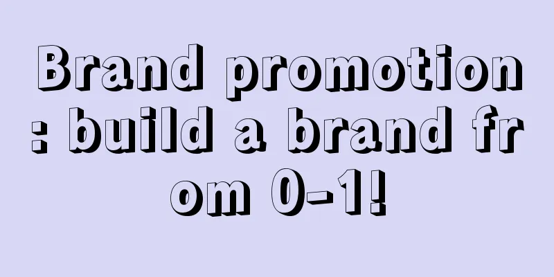 Brand promotion: build a brand from 0-1!