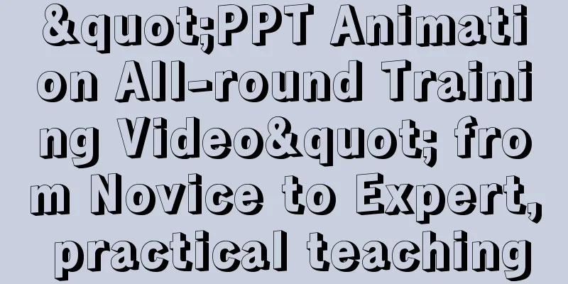 "PPT Animation All-round Training Video" from Novice to Expert, practical teaching