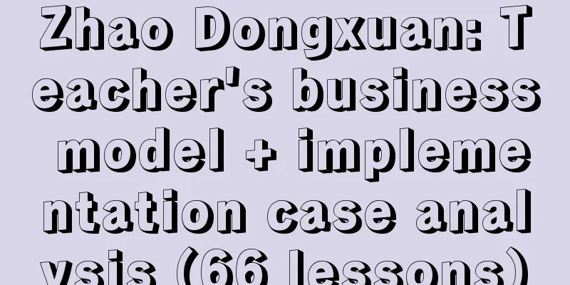 Zhao Dongxuan: Teacher's business model + implementation case analysis (66 lessons)