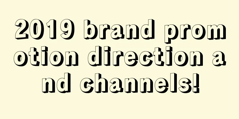 2019 brand promotion direction and channels!