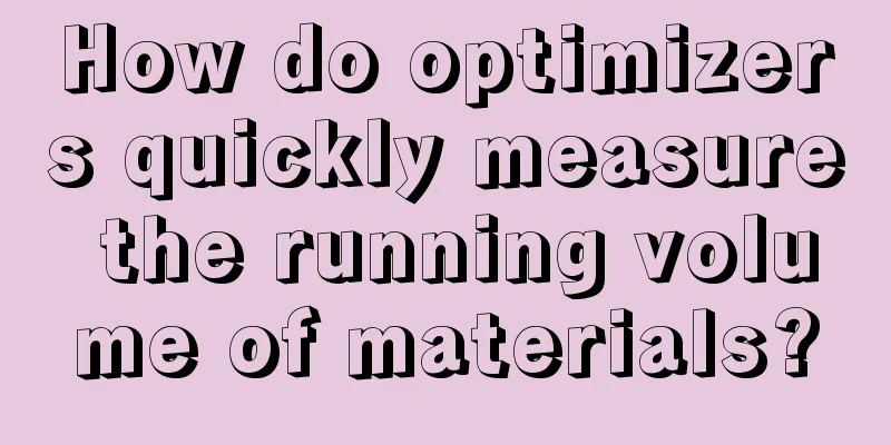 How do optimizers quickly measure the running volume of materials?