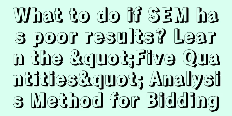 What to do if SEM has poor results? Learn the "Five Quantities" Analysis Method for Bidding