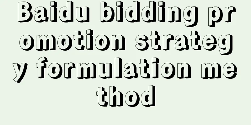 Baidu bidding promotion strategy formulation method