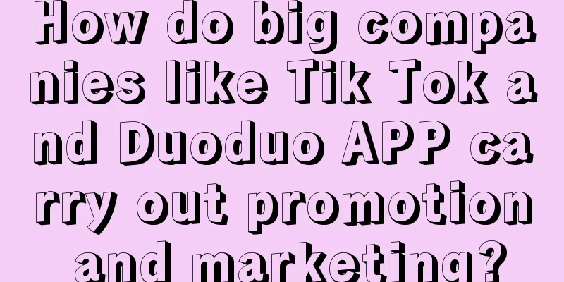 How do big companies like Tik Tok and Duoduo APP carry out promotion and marketing?