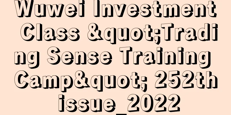 Wuwei Investment Class "Trading Sense Training Camp" 252th issue_2022