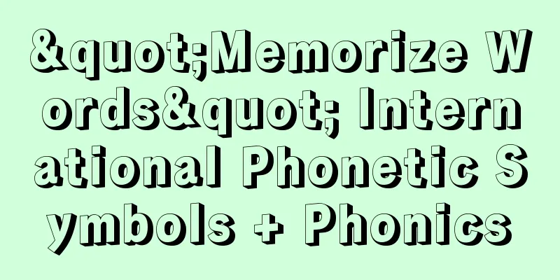 "Memorize Words" International Phonetic Symbols + Phonics