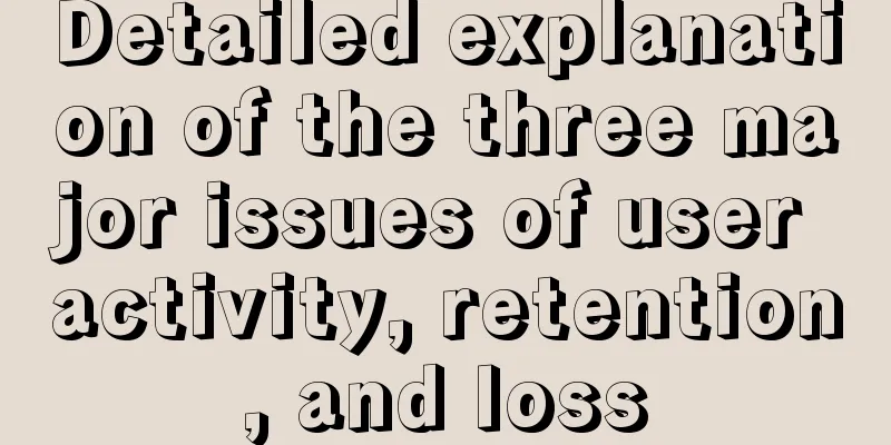 Detailed explanation of the three major issues of user activity, retention, and loss