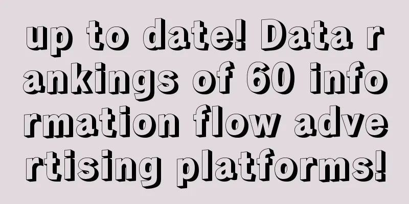 up to date! Data rankings of 60 information flow advertising platforms!