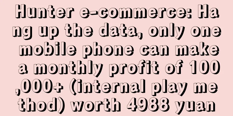 Hunter e-commerce: Hang up the data, only one mobile phone can make a monthly profit of 100,000+ (internal play method) worth 4988 yuan