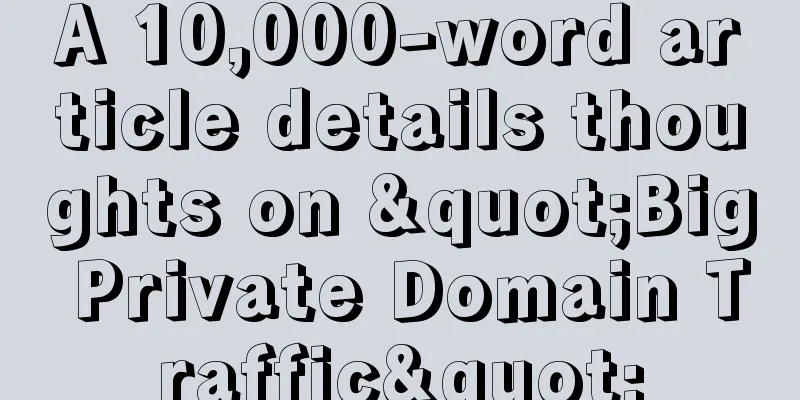 A 10,000-word article details thoughts on "Big Private Domain Traffic"