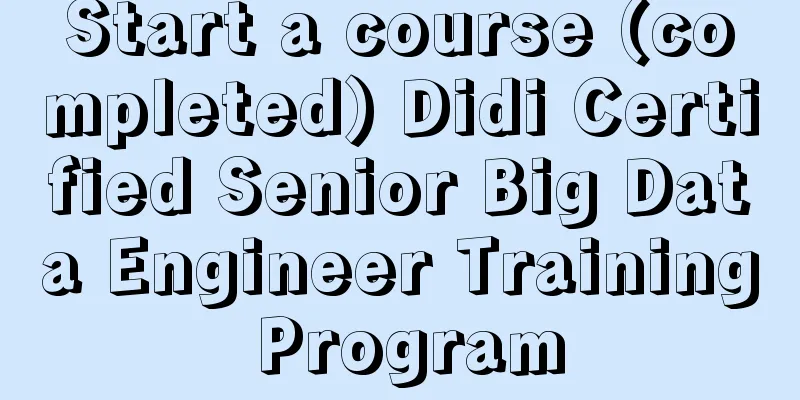 Start a course (completed) Didi Certified Senior Big Data Engineer Training Program