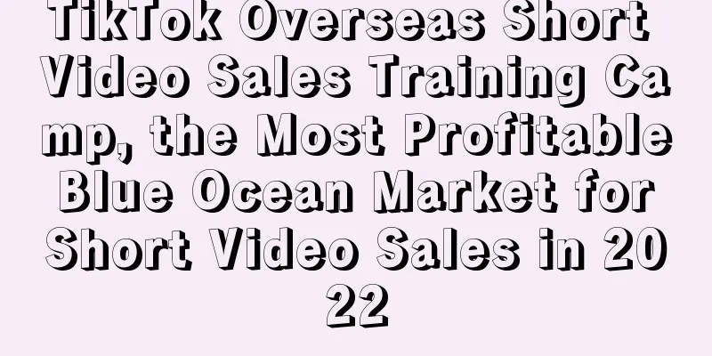 TikTok Overseas Short Video Sales Training Camp, the Most Profitable Blue Ocean Market for Short Video Sales in 2022