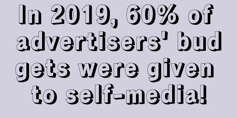 In 2019, 60% of advertisers' budgets were given to self-media!